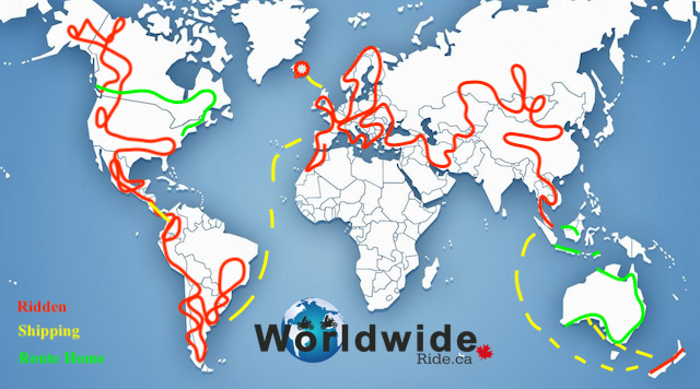 WorldWideRide Route Map 2012-18